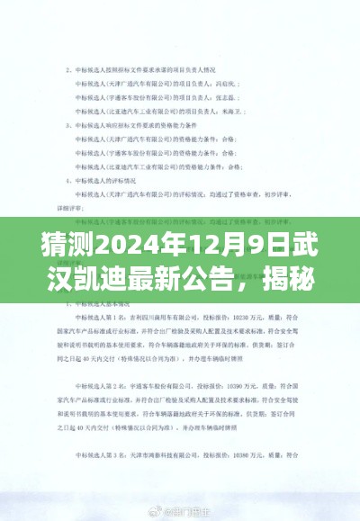 猜测2024年12月9日武汉凯迪最新公告，揭秘未来，武汉凯迪能源集团2024年12月9日最新公告前瞻