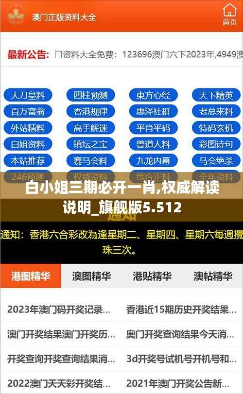 白小姐三期必开一肖,权威解读说明_旗舰版5.512