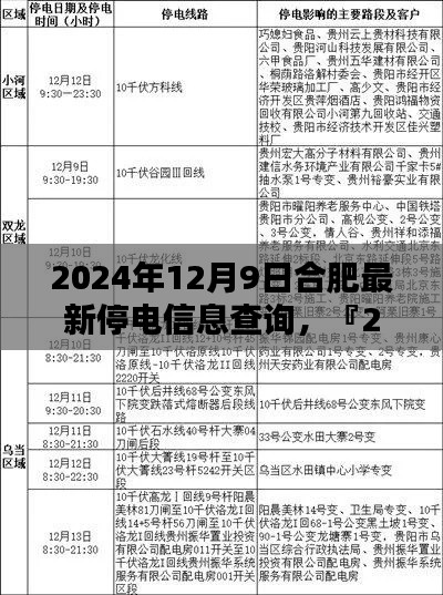 『2024年12月9日合肥停电信息实时更新，合理安排生活工作』