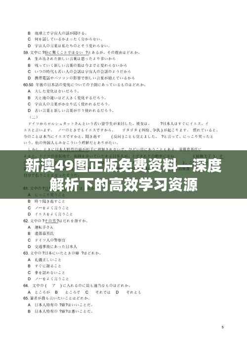 新澳49图正版免费资料—深度解析下的高效学习资源