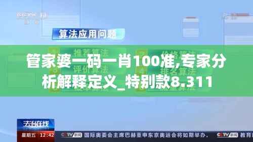 管家婆一码一肖100准,专家分析解释定义_特别款8.311
