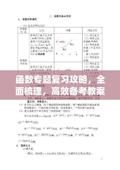 函数专题复习攻略，全面梳理，高效备考教案
