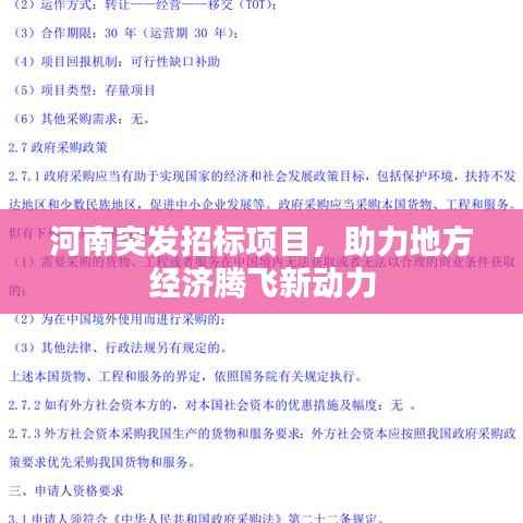 河南突发招标项目，助力地方经济腾飞新动力