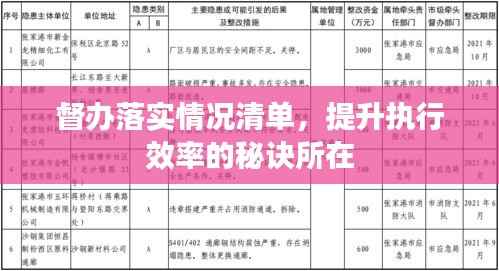 督办落实情况清单，提升执行效率的秘诀所在