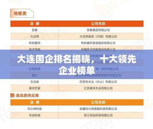大连国企排名揭晓，十大领先企业榜单
