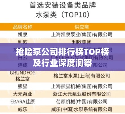 抢险泵公司排行榜TOP榜及行业深度洞察