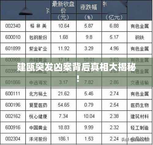 建瓯突发凶案背后真相大揭秘！