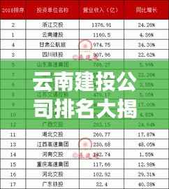 云南建投公司排名大揭秘，哪些公司位列最佳？