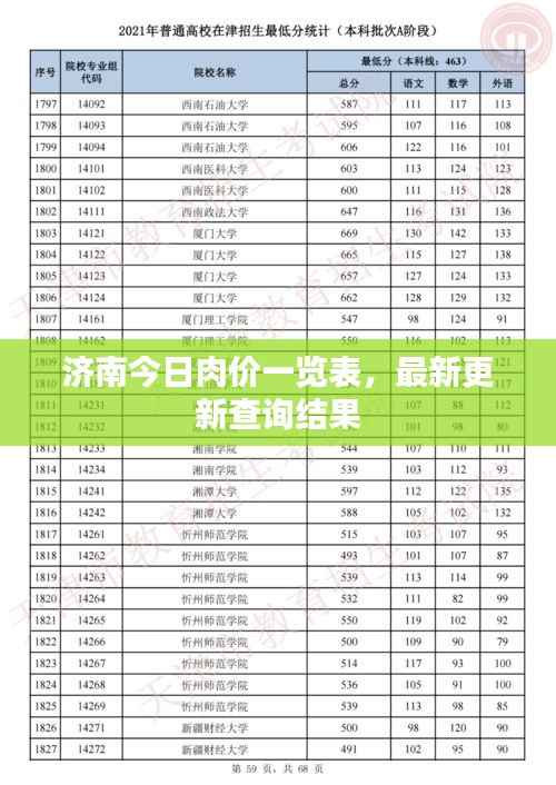 济南今日肉价一览表,最新更新查询结果