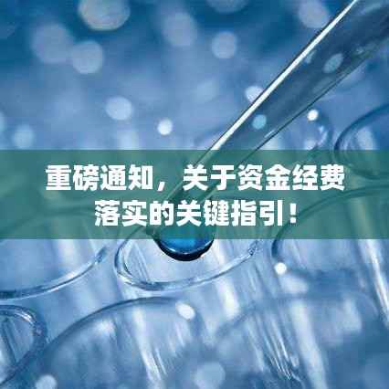 重磅通知，关于资金经费落实的关键指引！