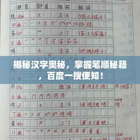 揭秘汉字奥秘，掌握笔顺秘籍，百度一搜便知！
