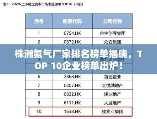 株洲氨气厂家排名榜单揭晓，TOP 10企业榜单出炉！