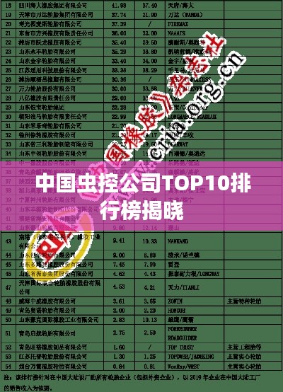 中国虫控公司TOP10排行榜揭晓