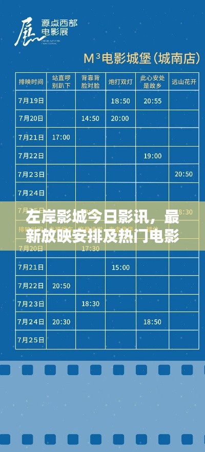 左岸影城今日影讯,最新放映安排及热门电影资讯