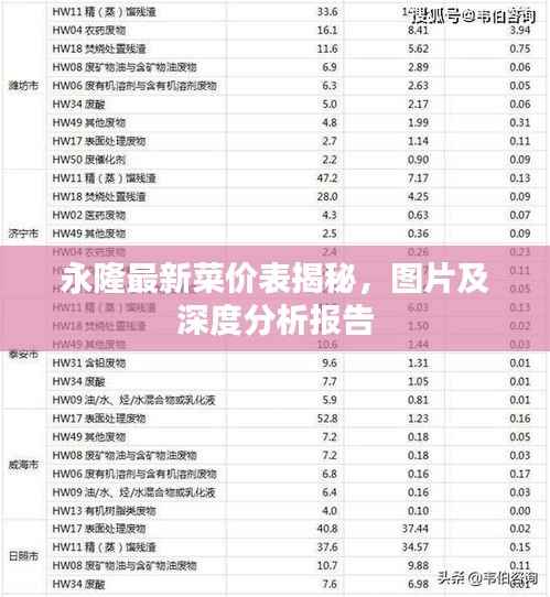 永隆最新菜价表揭秘，图片及深度分析报告