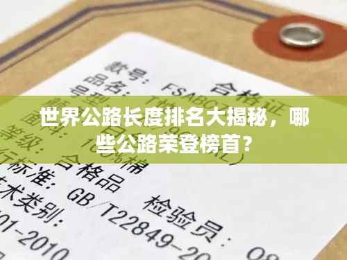 世界公路长度排名大揭秘，哪些公路荣登榜首？