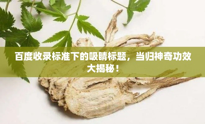 百度收录标准下的吸睛标题，当归神奇功效大揭秘！