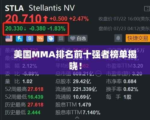 美国MMA排名前十强者榜单揭晓！